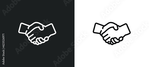 shaking hands icon isolated in white and black colors. shaking hands outline vector icon from business collection for web, mobile apps and ui.