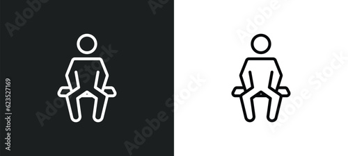 sitting icon isolated in white and black colors. sitting outline vector icon from business collection for web, mobile apps and ui.