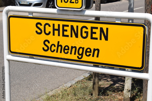 village sign of Schengen