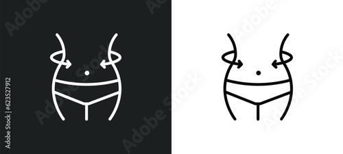women waist icon isolated in white and black colors. women waist outline vector icon from beauty collection for web, mobile apps and ui.