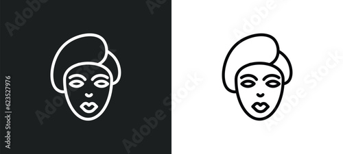 woman face icon isolated in white and black colors. woman face outline vector icon from beauty collection for web, mobile apps and ui.