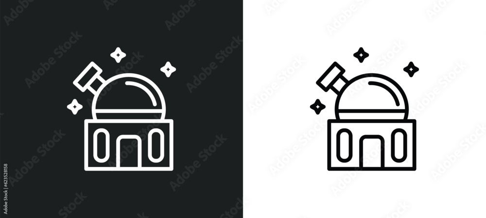 planetarium icon isolated in white and black colors. planetarium outline vector icon from astronomy collection for web, mobile apps and ui.