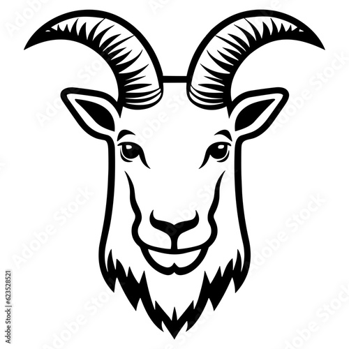 Mountain goat head face black silhouette outline logo svg vector