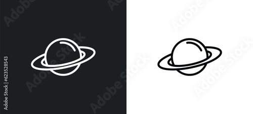 saturn icon isolated in white and black colors. saturn outline vector icon from astronomy collection for web, mobile apps and ui.