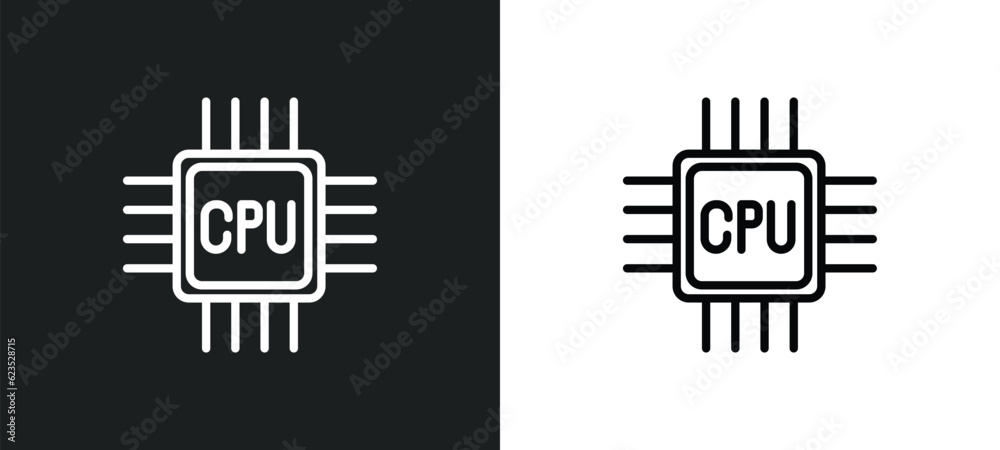 cpu icon isolated in white and black colors. cpu outline vector icon from artificial intellegence collection for web, mobile apps and ui. cpu icon isolated in white and black colors. cpu outline vector icon from artificial intellegence collection for web, mobile apps and ui.