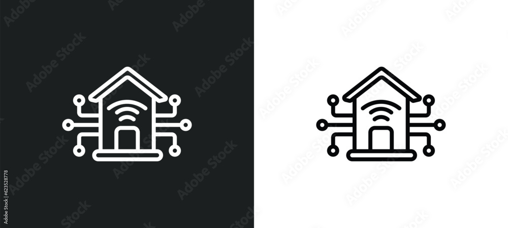 smart home icon isolated in white and black colors. smart home outline vector icon from artificial intellegence collection for web, mobile apps and ui.