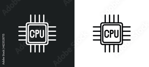 cpu icon isolated in white and black colors. cpu outline vector icon from artificial intellegence collection for web, mobile apps and ui.