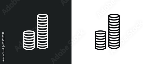 coins icon isolated in white and black colors. coins outline vector icon from artificial intellegence collection for web, mobile apps and ui.