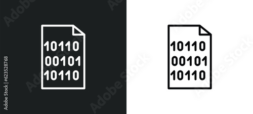 binary icon isolated in white and black colors. binary outline vector icon from artificial intellegence collection for web, mobile apps and ui.