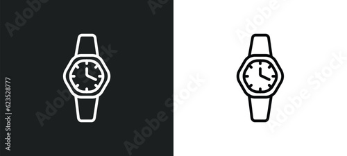 wristwatch icon isolated in white and black colors. wristwatch outline vector icon from artificial intellegence collection for web, mobile apps and ui.