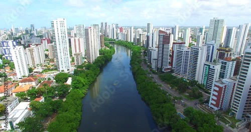 Rio Capibaribe no Recife visto de cima com Drone 4K - Bairro da Torre - Pernambuco - Nordeste - Brasil  photo