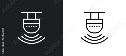 motion sensor icon isolated in white and black colors. motion sensor outline vector icon from artificial intellegence collection for web, mobile apps and ui.