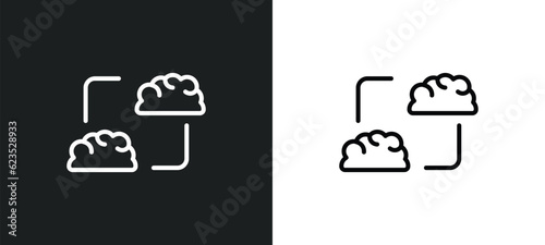 mind transfer icon isolated in white and black colors. mind transfer outline vector icon from artificial intellegence collection for web, mobile apps and ui.