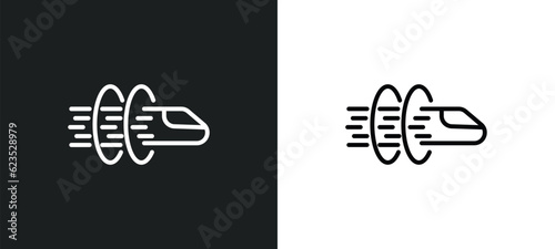 hyperloop icon isolated in white and black colors. hyperloop outline vector icon from artificial intellegence collection for web, mobile apps and ui.