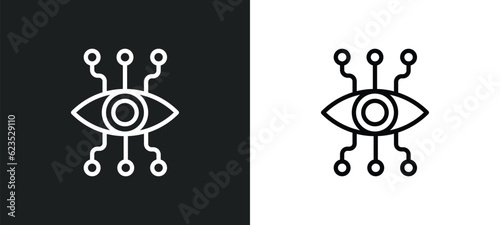 bionic eye icon isolated in white and black colors. bionic eye outline vector icon from artificial intellegence collection for web, mobile apps and ui.