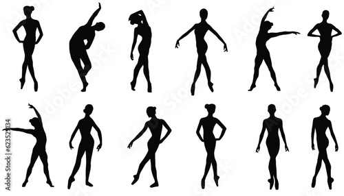 silhouettes of ballerina dance vector eps 10