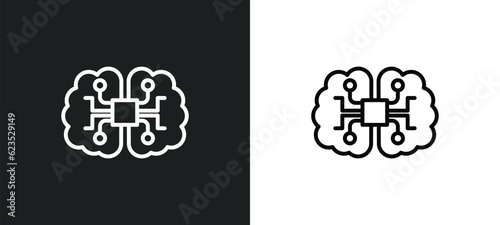 ai brain icon isolated in white and black colors. ai brain outline vector icon from artificial intellegence collection for web, mobile apps and ui.
