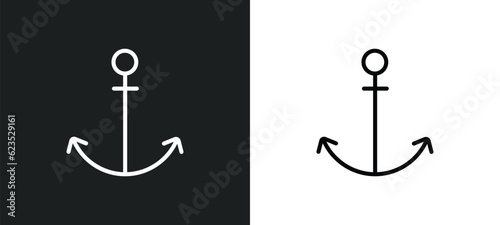 anchor icon isolated in white and black colors. anchor outline vector icon from army and war collection for web, mobile apps and ui.