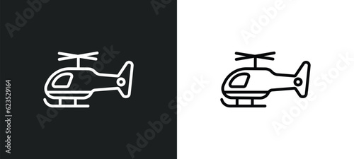 helicopter icon isolated in white and black colors. helicopter outline vector icon from army and war collection for web, mobile apps and ui.