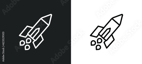 missile icon isolated in white and black colors. missile outline vector icon from army and war collection for web, mobile apps and ui.