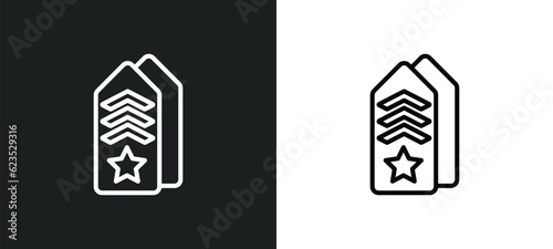 shoulder strap icon isolated in white and black colors. shoulder strap outline vector icon from army and war collection for web, mobile apps and ui.