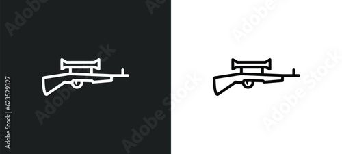 sniper rifle icon isolated in white and black colors. sniper rifle outline vector icon from army and war collection for web, mobile apps and ui.