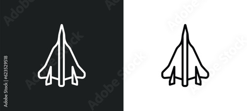fighter plane icon isolated in white and black colors. fighter plane outline vector icon from army and war collection for web, mobile apps and ui.