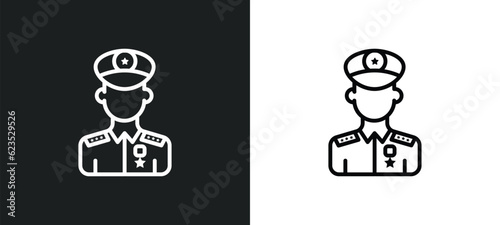 general icon isolated in white and black colors. general outline vector icon from army and war collection for web, mobile apps and ui.