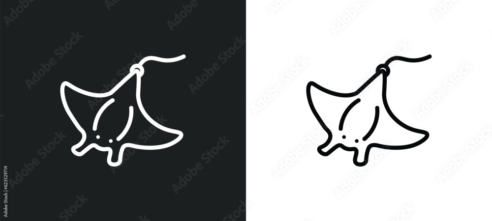 manta ray icon isolated in white and black colors. manta ray outline vector icon from animals collection for web, mobile apps and ui.