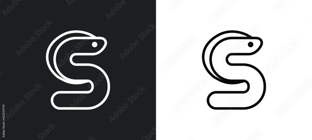 eel icon isolated in white and black colors. eel outline vector icon from animals collection for web, mobile apps and ui. eel icon isolated in white and black colors. eel outline vector icon from animals collection for web, mobile apps and ui.