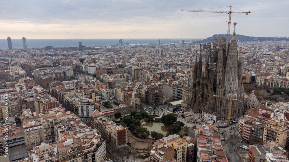 Fototapeta premium aerial view of sagrada familia