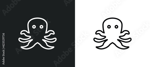 Fotografiet octopus icon isolated in white and black colors