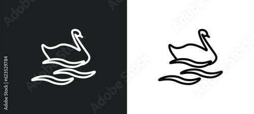swan icon isolated in white and black colors. swan outline vector icon from animals collection for web, mobile apps and ui.