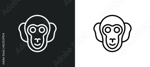 chimpanzee icon isolated in white and black colors. chimpanzee outline vector icon from animals collection for web, mobile apps and ui.
