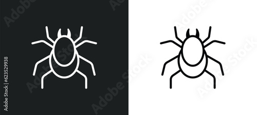 mite icon isolated in white and black colors. mite outline vector icon from animals collection for web, mobile apps and ui.