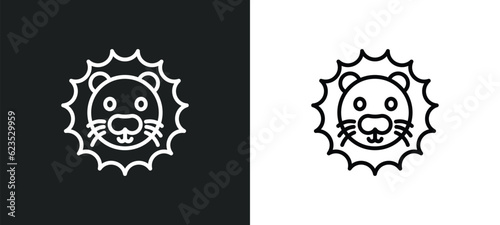 lion icon isolated in white and black colors. lion outline vector icon from animals collection for web, mobile apps and ui.