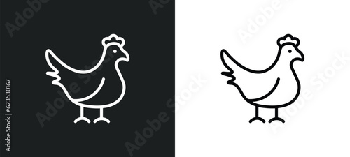hen icon isolated in white and black colors. hen outline vector icon from agriculture farming collection for web, mobile apps and ui.