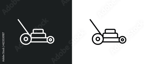 lawnmower icon isolated in white and black colors. lawnmower outline vector icon from agriculture farming collection for web, mobile apps and ui.
