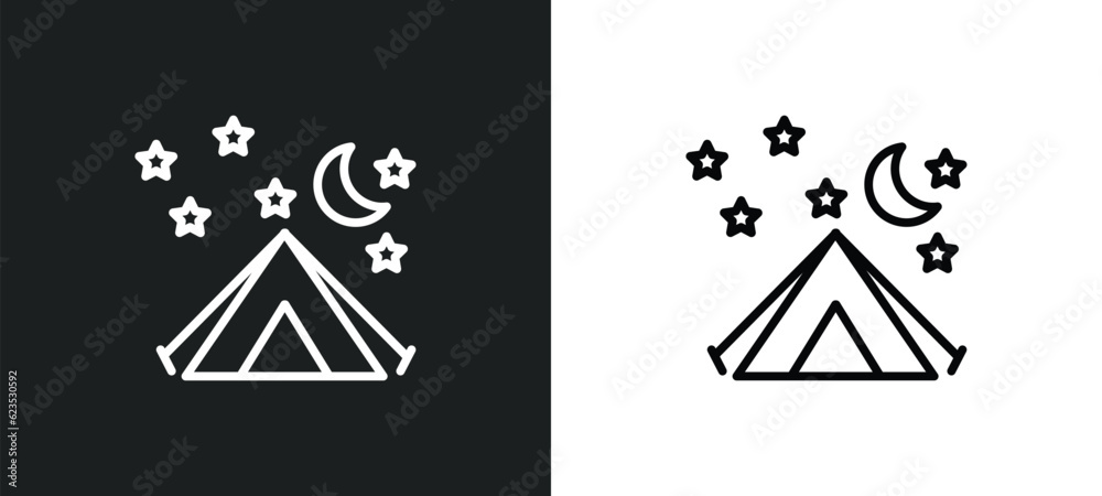 camp icon isolated in white and black colors. camp outline vector icon ...