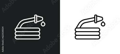 hose icon isolated in white and black colors. hose outline vector icon from agriculture farming collection for web, mobile apps and ui.