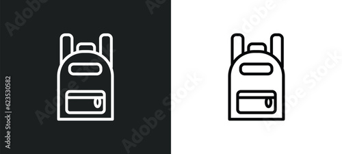 backpacks icon isolated in white and black colors. backpacks outline vector icon from outdoor activities collection for web, mobile apps and ui.