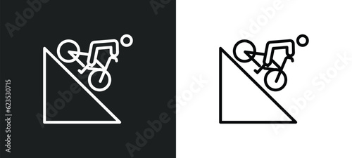 downhill icon isolated in white and black colors. downhill outline vector icon from activity and hobbies collection for web, mobile apps and ui.