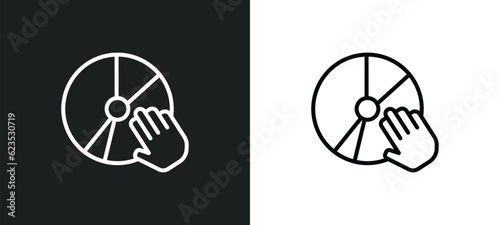 disc jockey icon isolated in white and black colors. disc jockey outline vector icon from activity and hobbies collection for web, mobile apps and ui.