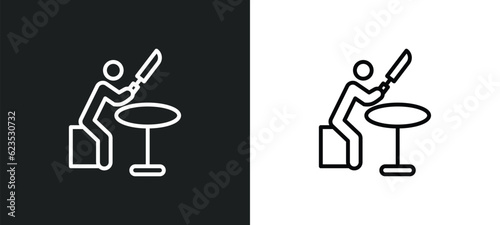 knife making icon isolated in white and black colors. knife making outline vector icon from activity and hobbies collection for web, mobile apps and ui.