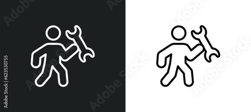 repairing icon isolated in white and black colors. repairing outline vector icon from activity and hobbies collection for web, mobile apps and ui.