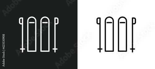 skii icon isolated in white and black colors. skii outline vector icon from outdoor activities collection for web, mobile apps and ui. photo