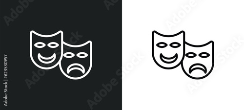 acting icon isolated in white and black colors. acting outline vector icon from activity and hobbies collection for web, mobile apps and ui.