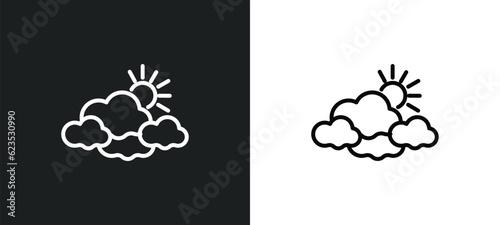 overcast icon isolated in white and black colors. overcast outline vector icon from weather collection for web, mobile apps and ui.