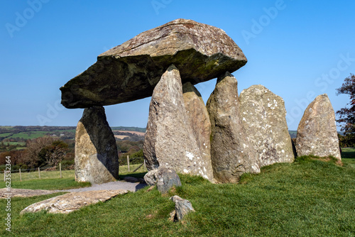 Pentre Ifan Burial Chamber, one of the finest hilltop megaliths in Wales, with a gigantic 15 tonne capstone, Pembrokeshire Coast National Park.