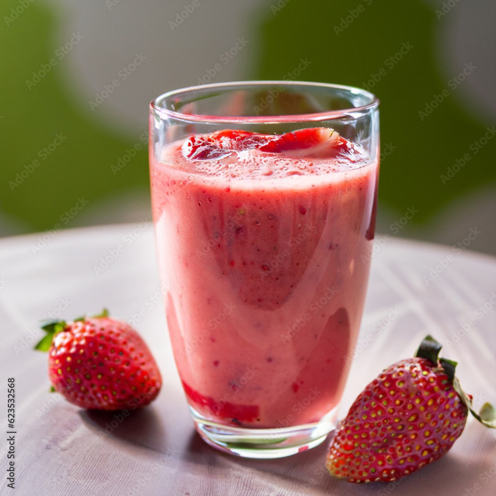 strawberry smoothie in glass strawberry smoothie in glass